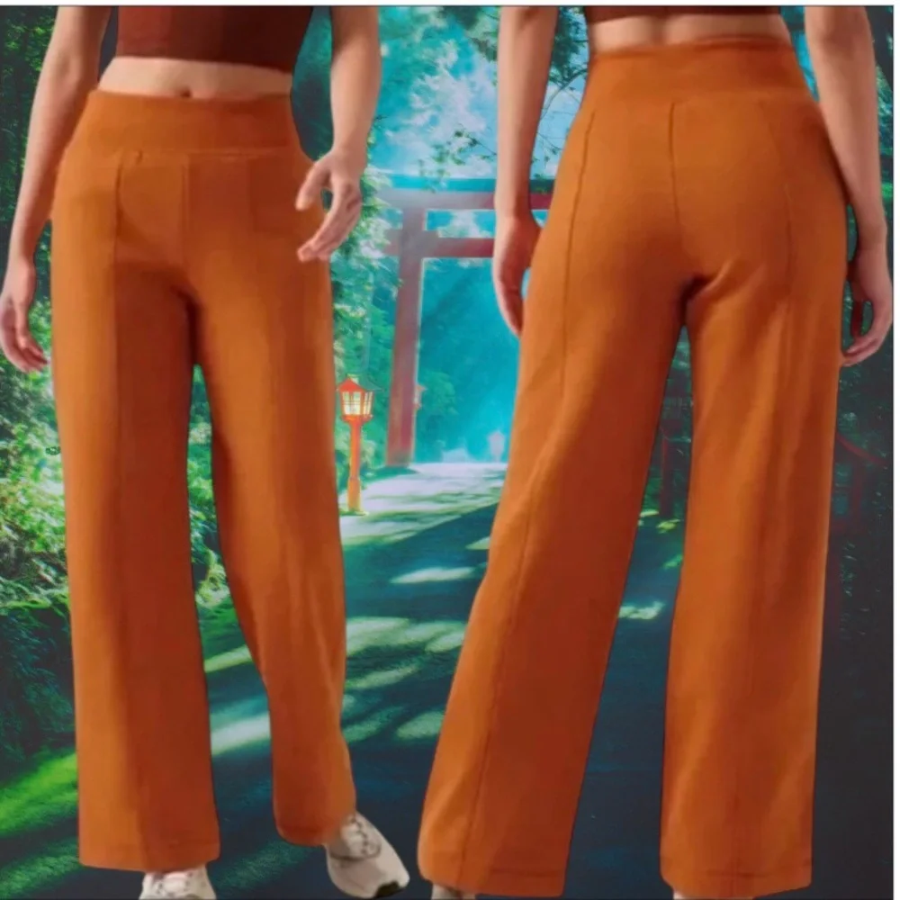 ATHLETA RETROPLUSH STRAIGHT LEG PANT IN FOLIAGE ORANGE SIZE MEDIUM - Picture 2 of 7